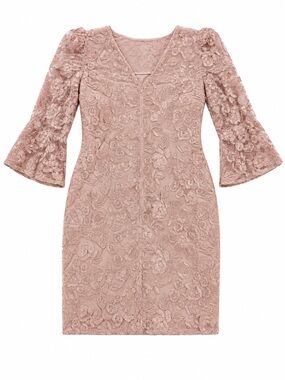 adrianna papell floral embroidered sheath dress with bell sleeves Adrianna Papell Women's Embroidered A-Line Short Dress